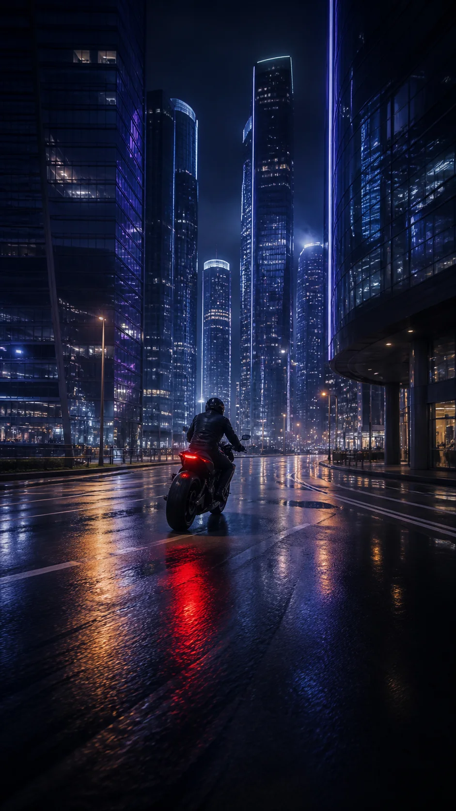 Original vertical night city video demonstration frame